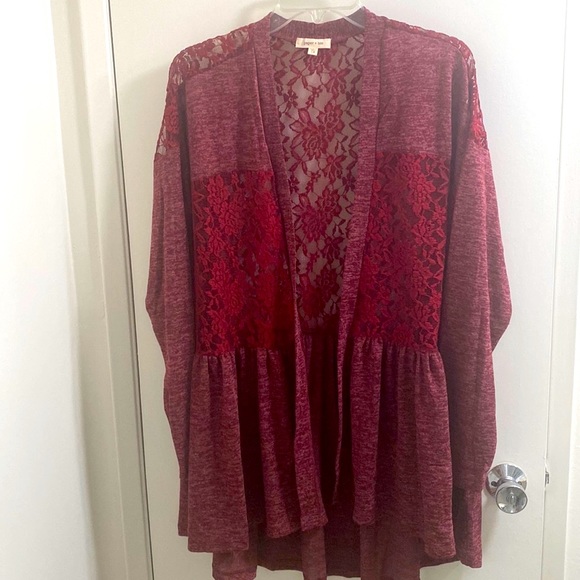 Nwt Paper & Tee maroon lace cardigan 1x - Picture 1 of 7